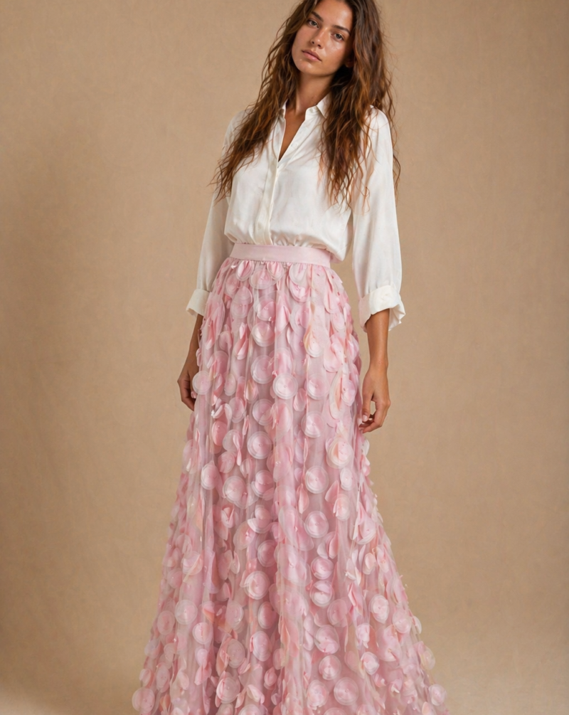 חצאית ארוכה בצבע ורוד