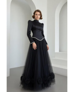 שמלות ערב צנועות צבע שחור