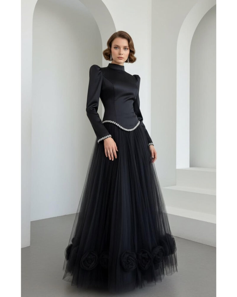 שמלות ערב צנועות צבע שחור