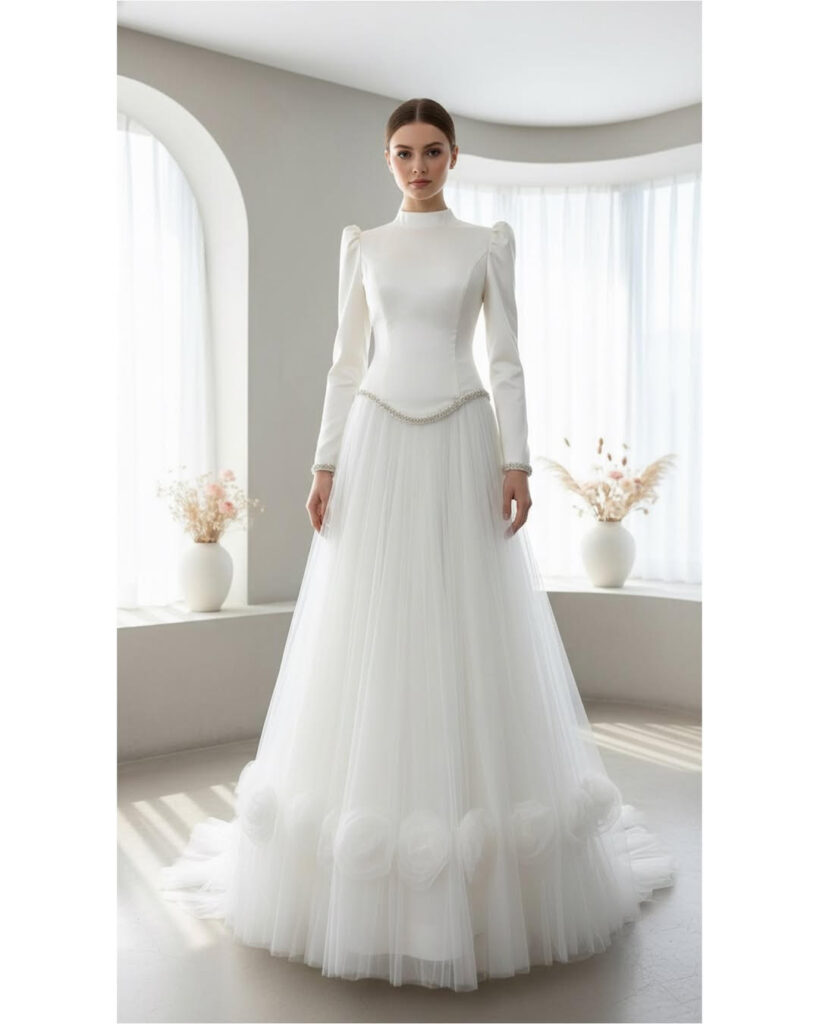 שמלת 🌸 שמלות לנשים 2025 – קולקציית שמלות ערב צנועות – היכנסי לאתר לראות את כל הדגמים המרהיבים | VERDAH מבית Verdah | מבד – עיצוב יוקרתי ואופנה צנועה | Verdah elegant modest fashion שמלה שמלות ערב צנועות צבע לבן