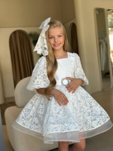 שמלת שמלות קסומות לאירועים לילדות ושושבינות שמלות ילדות לחתונה ולבת מצוה מבית Verdah | מבד – עיצוב יוקרתי ואופנה צנועה | Verdah elegant modest fashion שמלה שמלות לילדות ושושבינות לאירועים