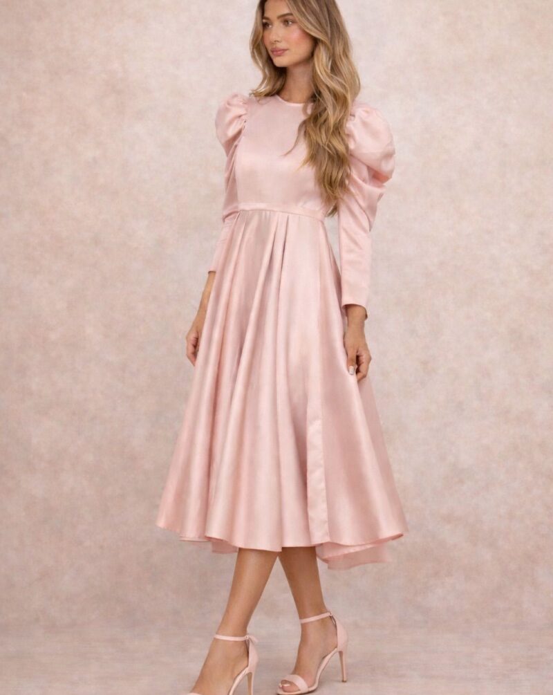 שמלות צנועה לנשים בצבע ורוד