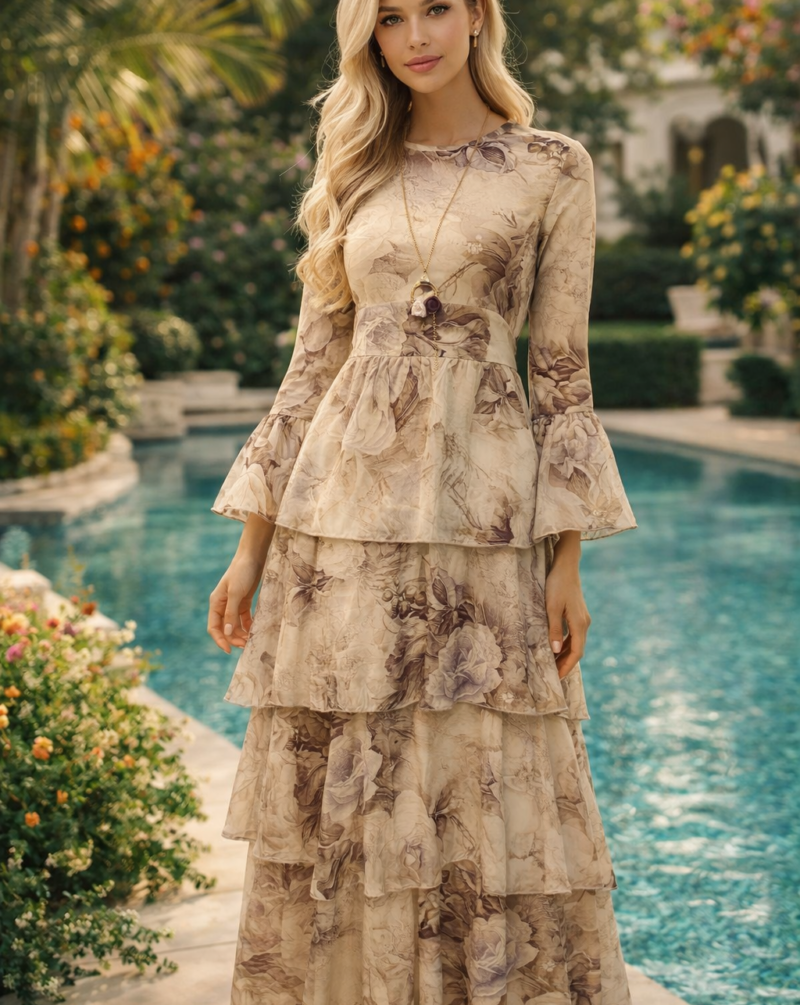 שמלה צנועה קומות פרחוני